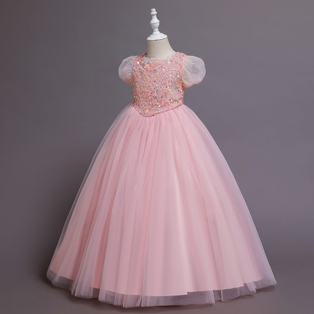 Girl Formal Sequins Wedding Dresses Ball Gown Birthday Holiday Party Bridesmaid