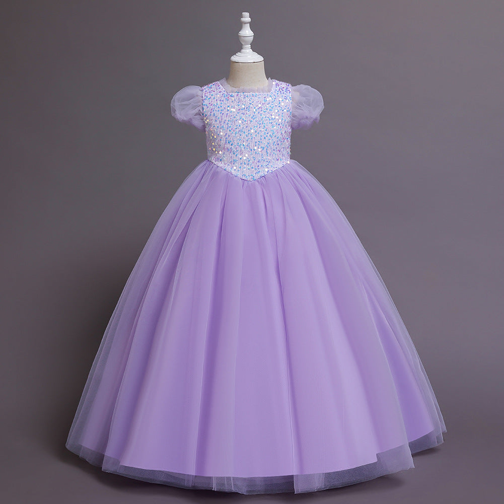 Girl Formal Sequins Wedding Dresses Ball Gown Birthday Holiday Party Bridesmaid