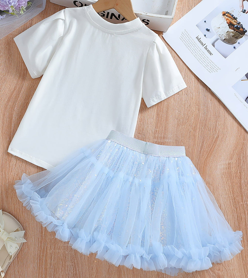 New Girl Dress Party Holiday Toddler Princess Costume Elsa For Casual Wear Birthday T-Shirt And Skirt