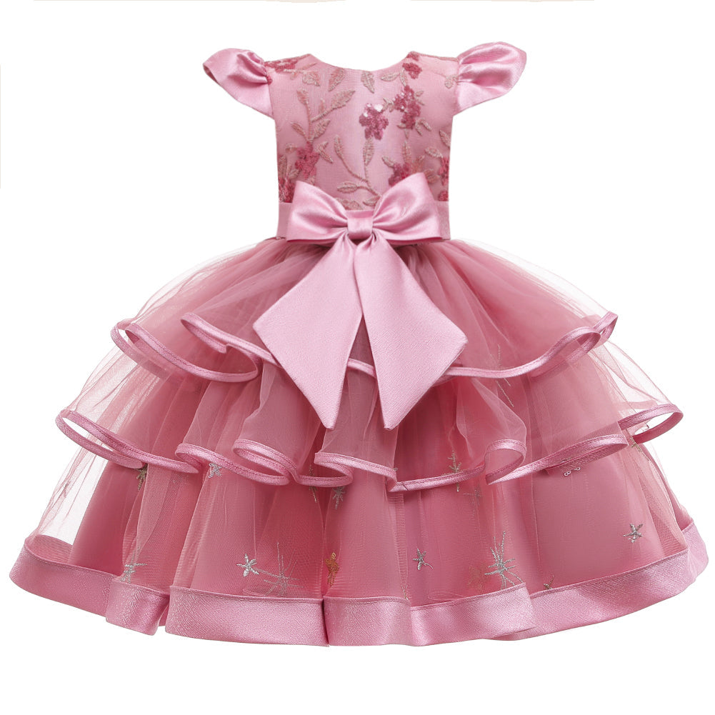 Flower Girl Dresses Ruffle Toddler Kids Knee Length Princess Wedding Formal Holiday Birthday Party