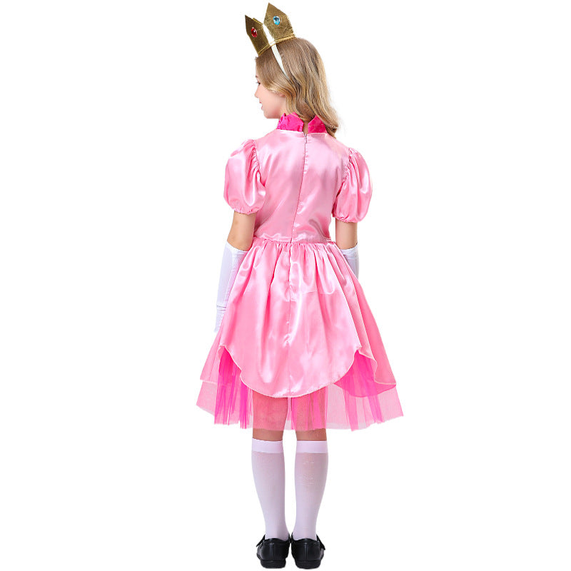 Super Mario Daisy Princess New Girl Costume Dress Cosplay Party Holiday