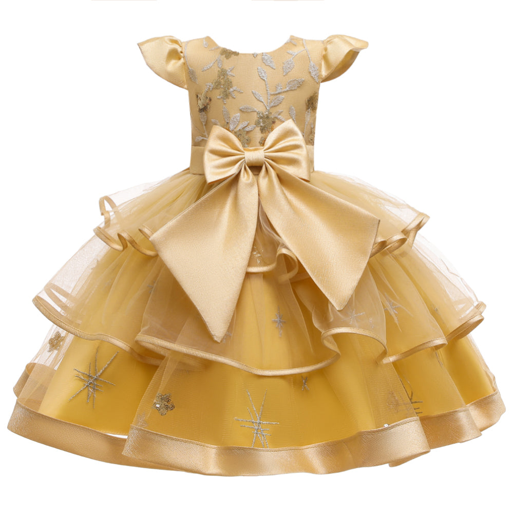 Flower Girl Dresses Ruffle Toddler Kids Knee Length Princess Wedding Formal Holiday Birthday Party