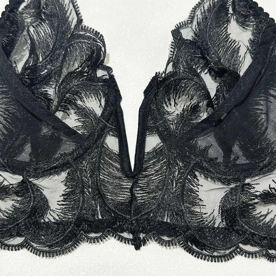 6-Piece Feather Embroidery Bra Set
