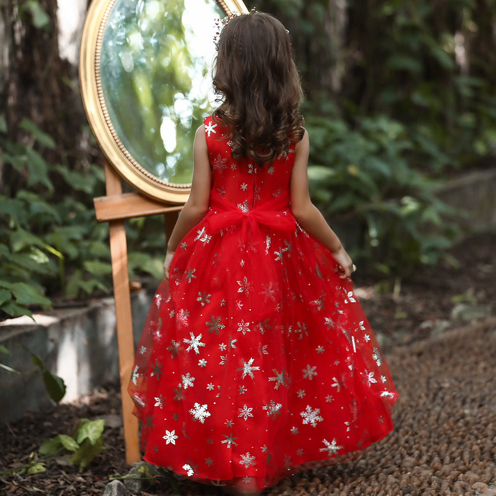 Flower Girl Dress Princess Dress Birthday Costume Party Holiday Wedding Snow Bow