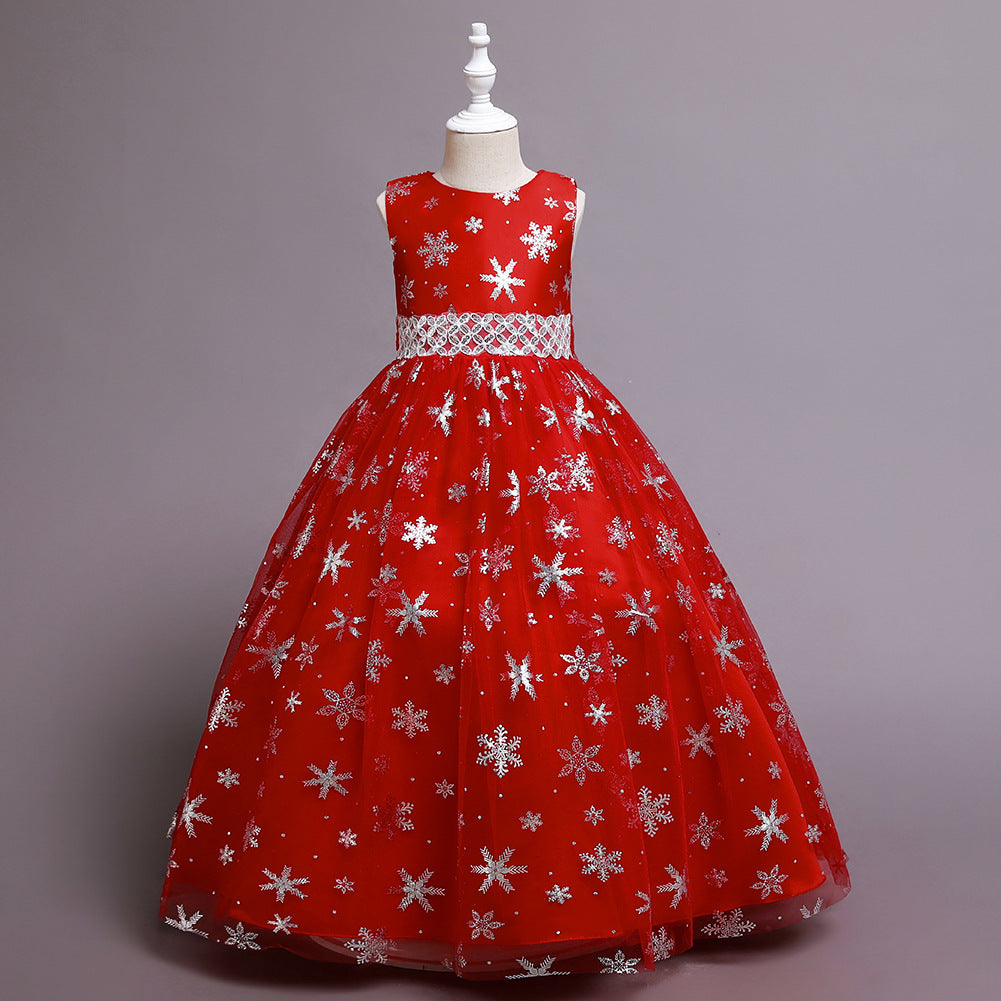 Flower Girl Dress Princess Dress Birthday Costume Party Holiday Wedding Snow Bow