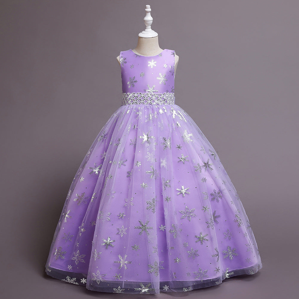 Flower Girl Dress Princess Dress Birthday Costume Party Holiday Wedding Snow Bow