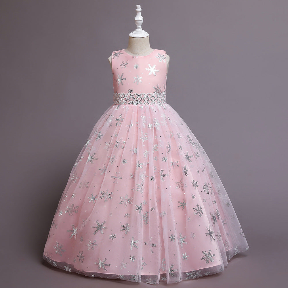 Flower Girl Dress Princess Dress Birthday Costume Party Holiday Wedding Snow Bow
