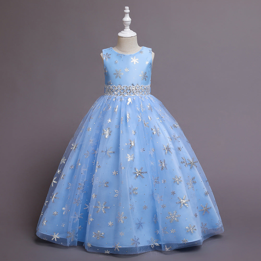 Flower Girl Dress Princess Dress Birthday Costume Party Holiday Wedding Snow Bow