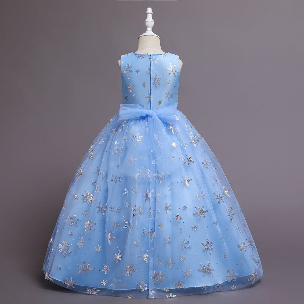 Flower Girl Dress Princess Dress Birthday Costume Party Holiday Wedding Snow Bow