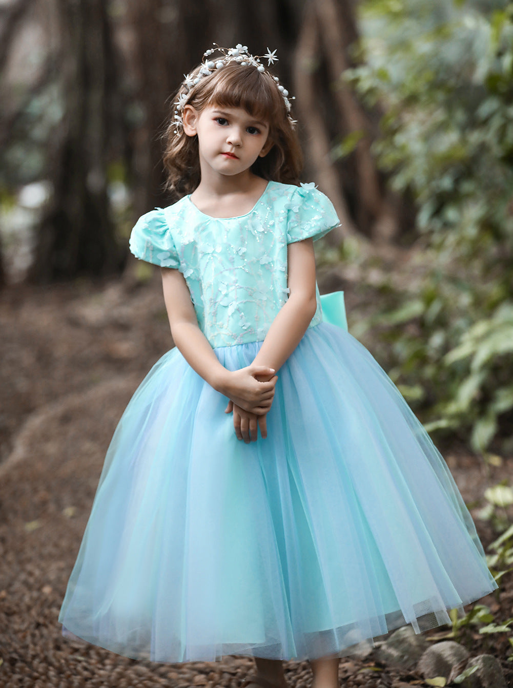 Flower Girl Dress Princess Dress Birthday Costume Party Holiday Wedding Bow Net