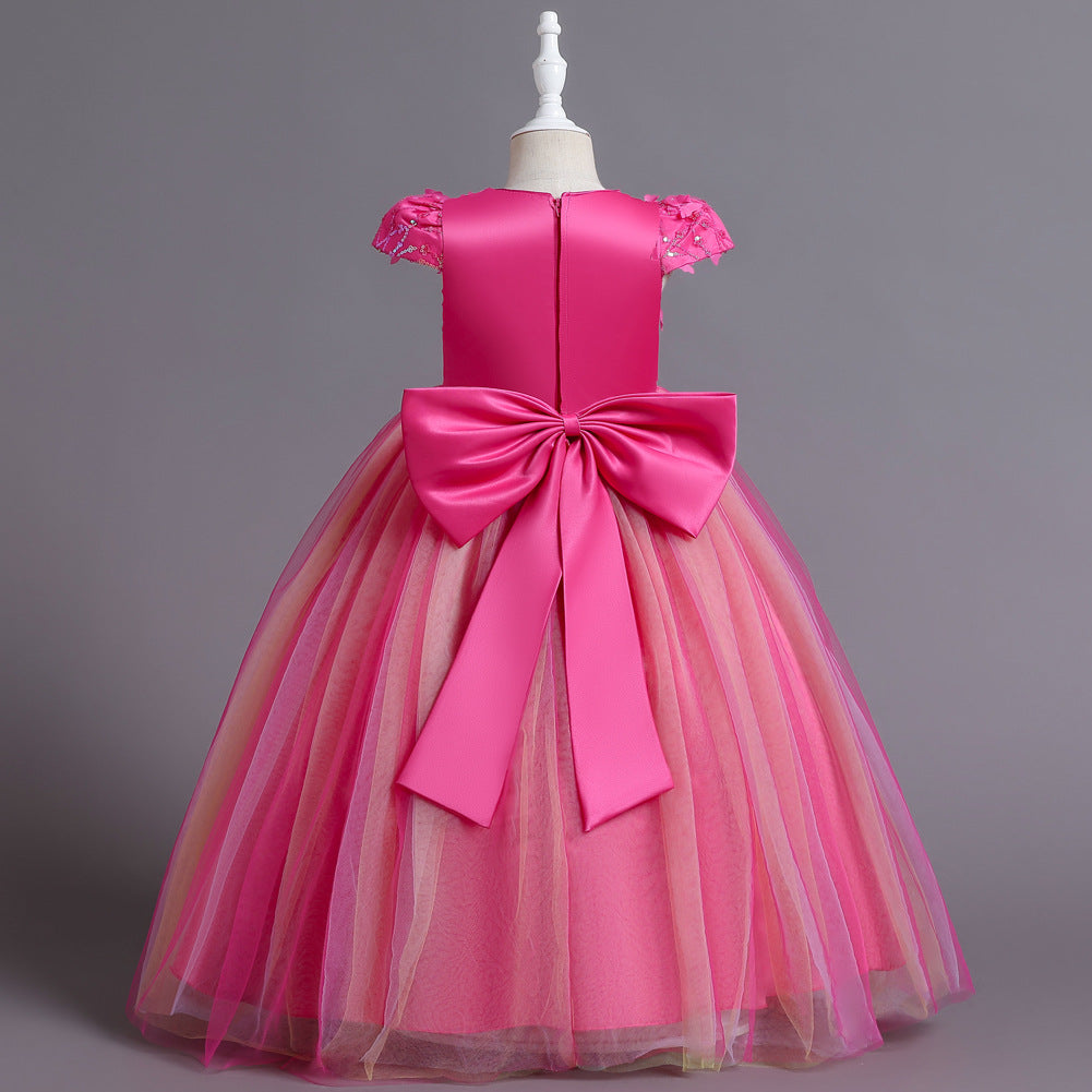 Flower Girl Dress Princess Dress Birthday Costume Party Holiday Wedding Bow Net