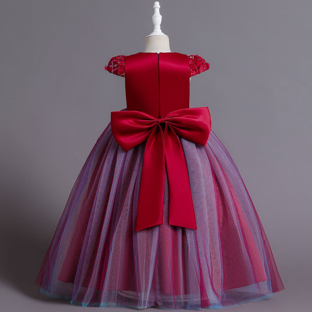 Flower Girl Dress Princess Dress Birthday Costume Party Holiday Wedding Bow Net