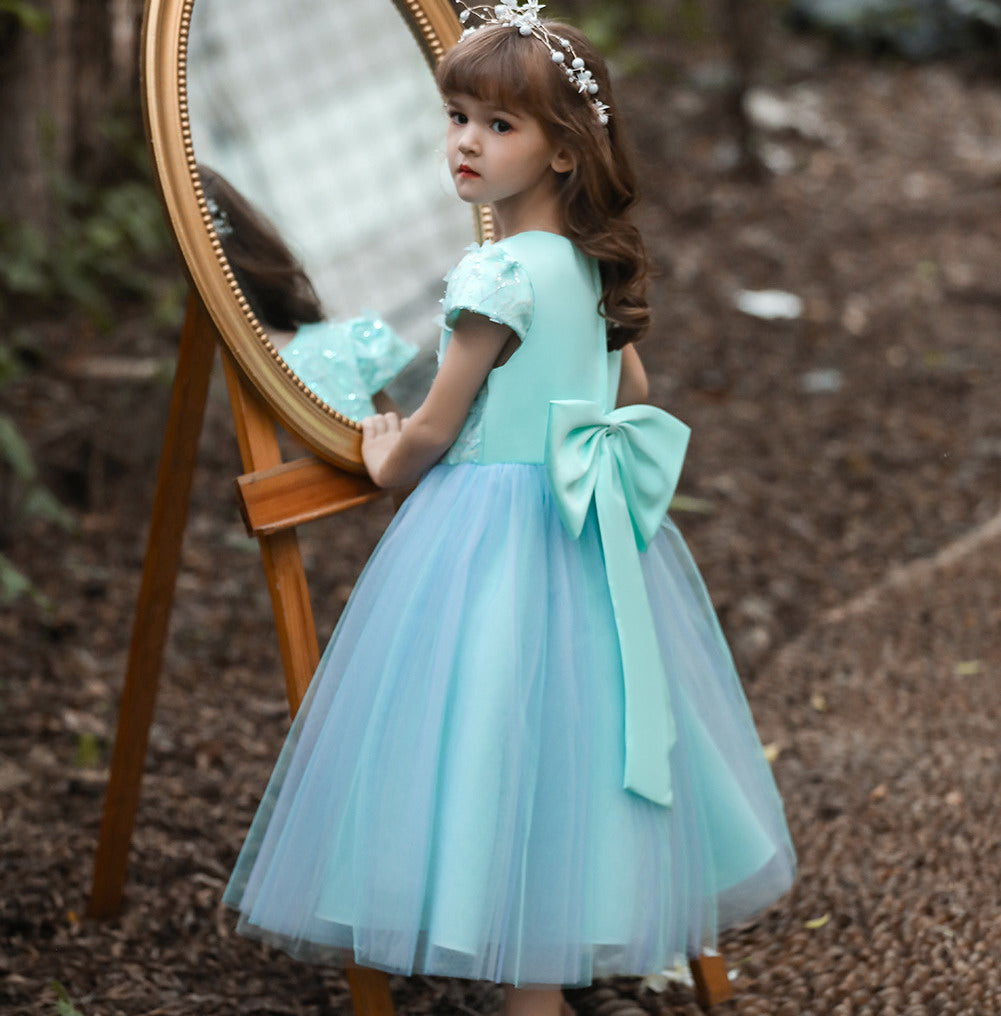 Flower Girl Dress Princess Dress Birthday Costume Party Holiday Wedding Bow Net