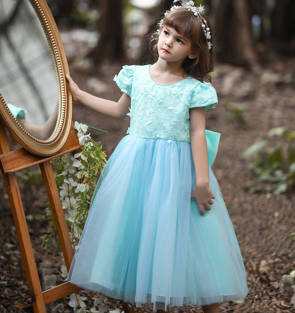 Flower Girl Dress Princess Dress Birthday Costume Party Holiday Wedding Bow Net