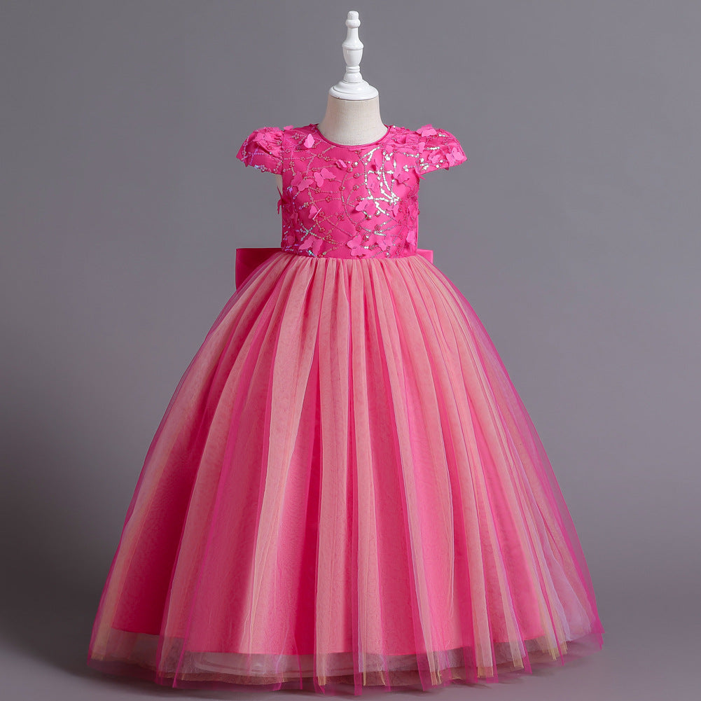 Flower Girl Dress Princess Dress Birthday Costume Party Holiday Wedding Bow Net