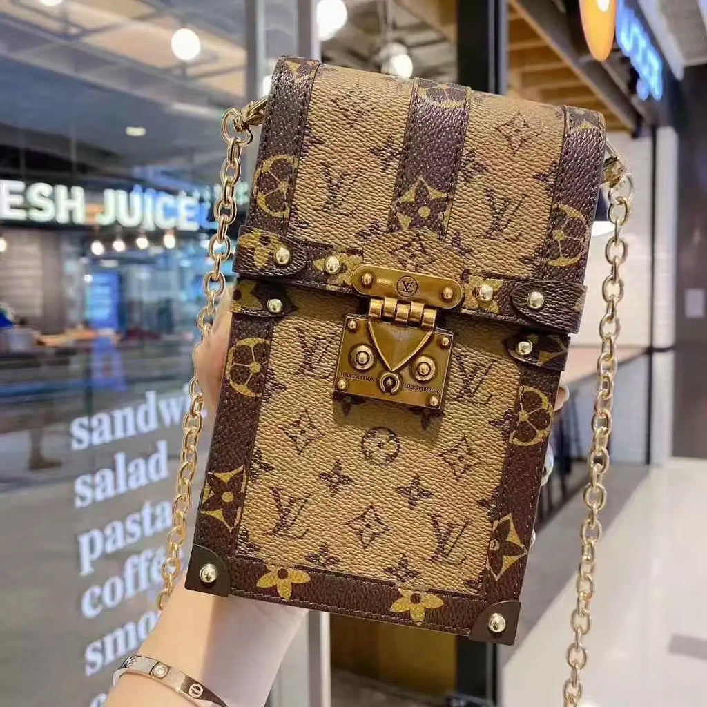 Vintage Printed Mini Trunk Style Shoulder Purse