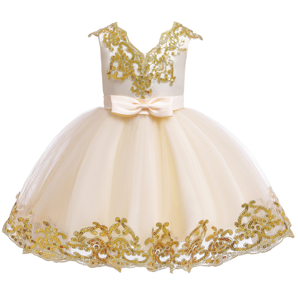 New Baby Little Toldder Kids Sequins Girl Dresses For Wedding Bridesmaid Princess Party Graduation