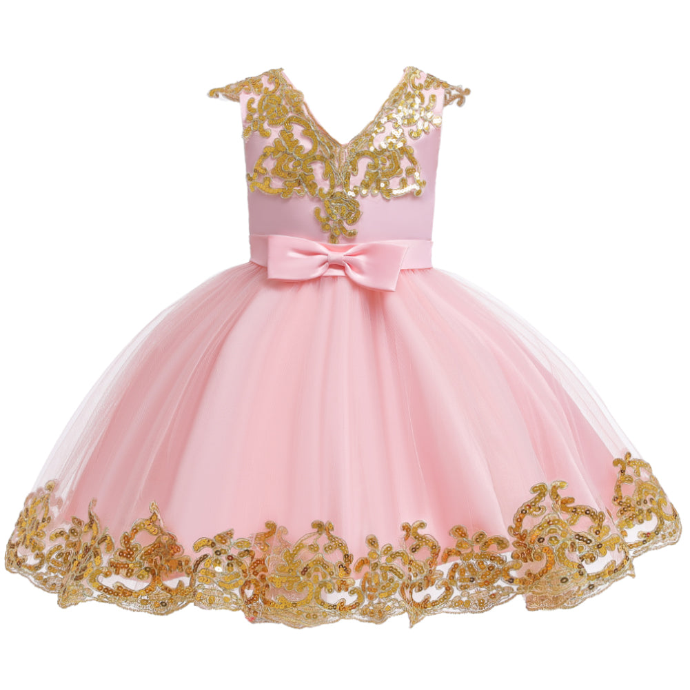 New Baby Little Toldder Kids Sequins Girl Dresses For Wedding Bridesmaid Princess Party Graduation