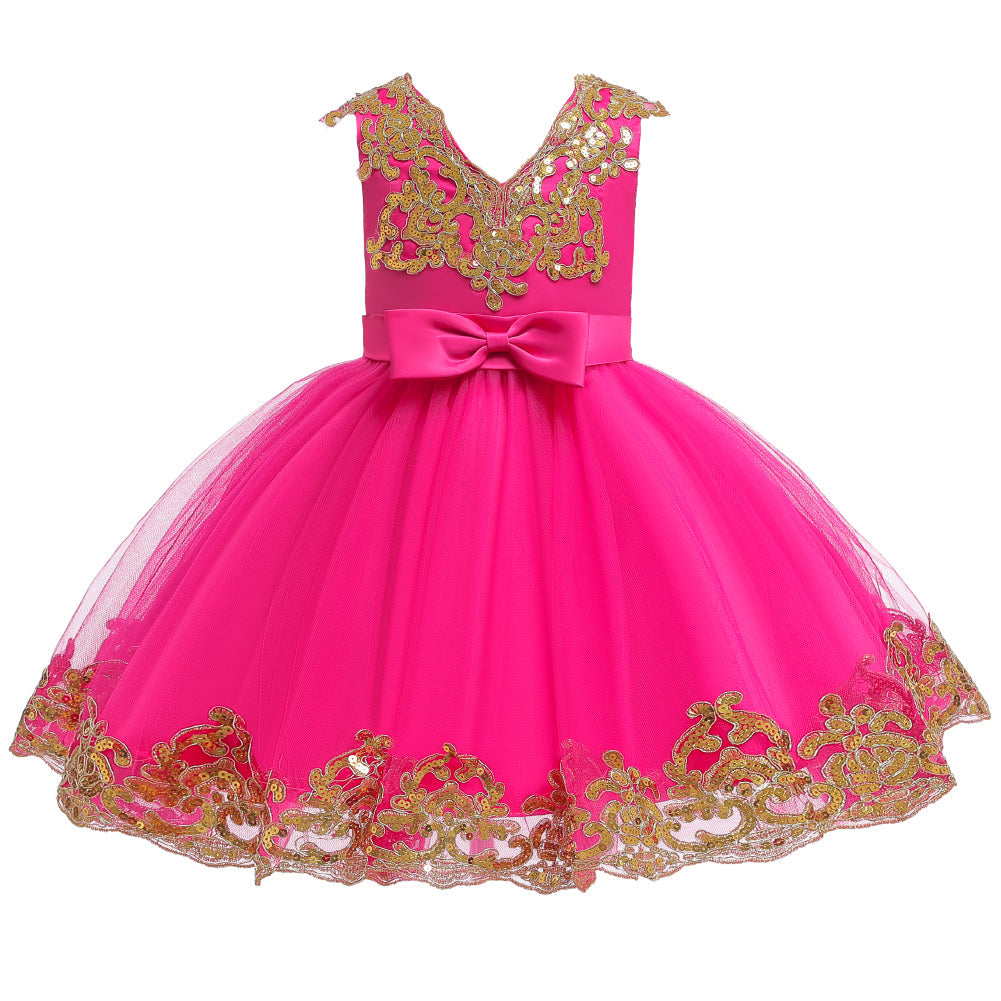 New Baby Little Toldder Kids Sequins Girl Dresses For Wedding Bridesmaid Princess Party Graduation