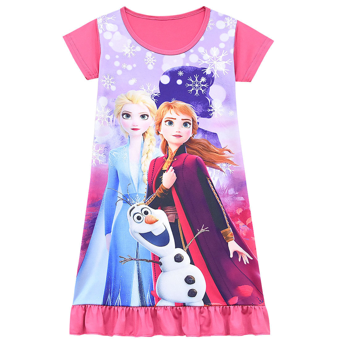 Frozen Snowflake Elsa Anna Olaf Nightgown Pajama For Girls