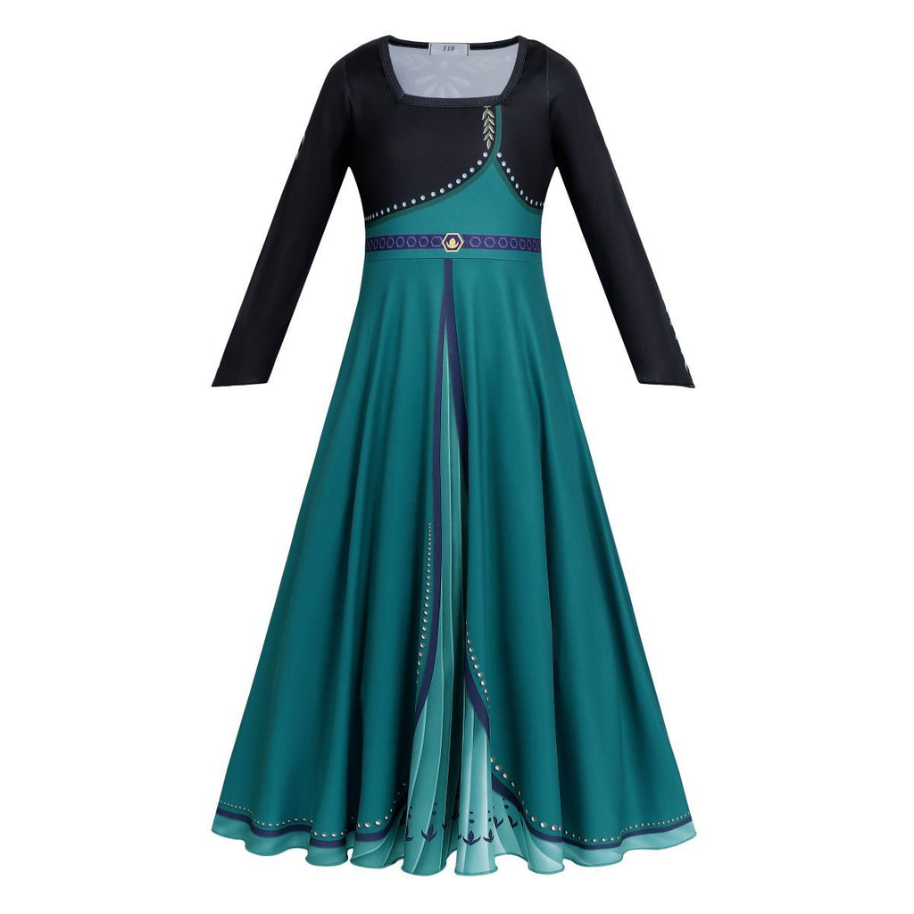 Frozen 2 Anna Costume Set Girl Dress Cape Cosplay Party Holiday Halloween