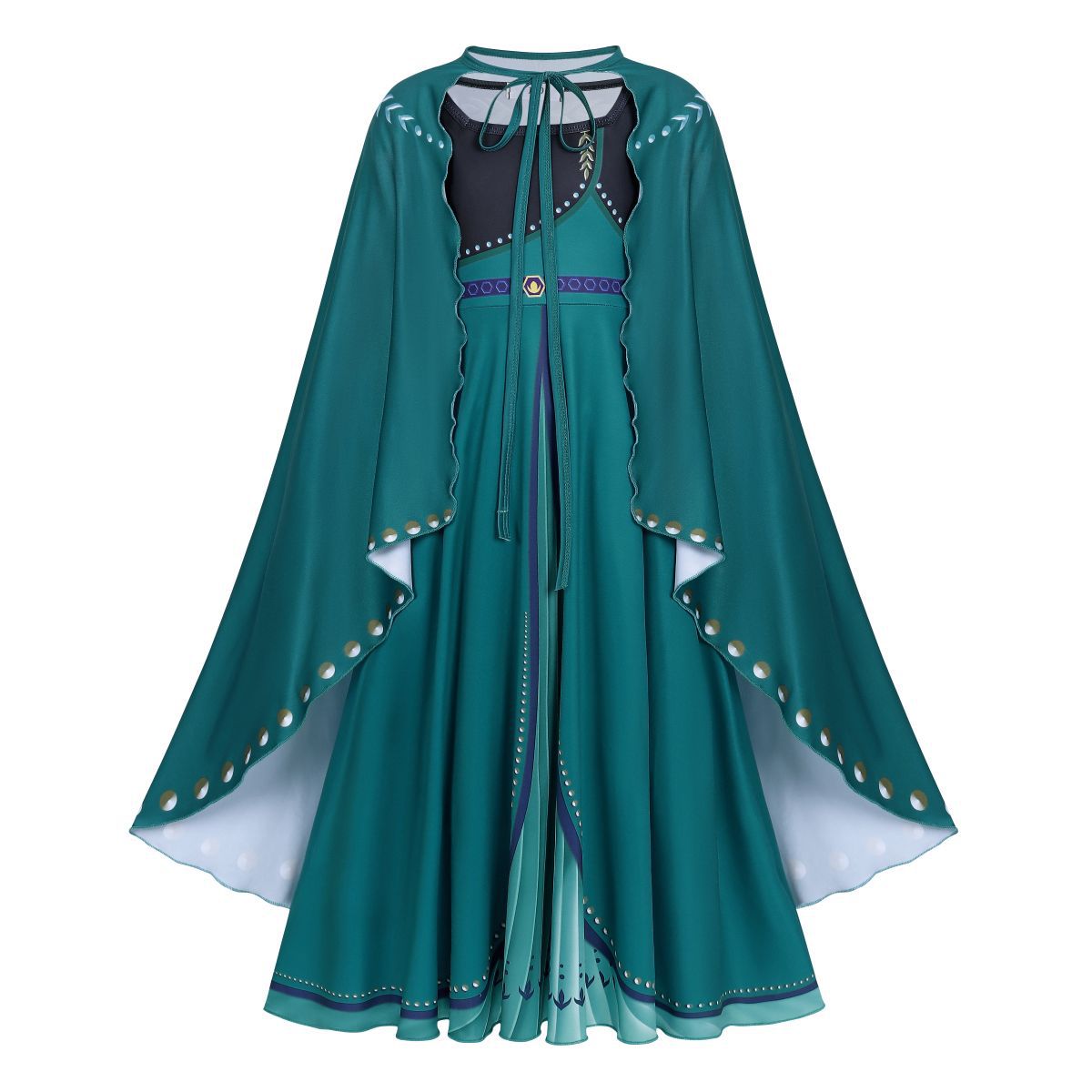 Frozen 2 Anna Costume Set Girl Dress Cape Cosplay Party Holiday Halloween