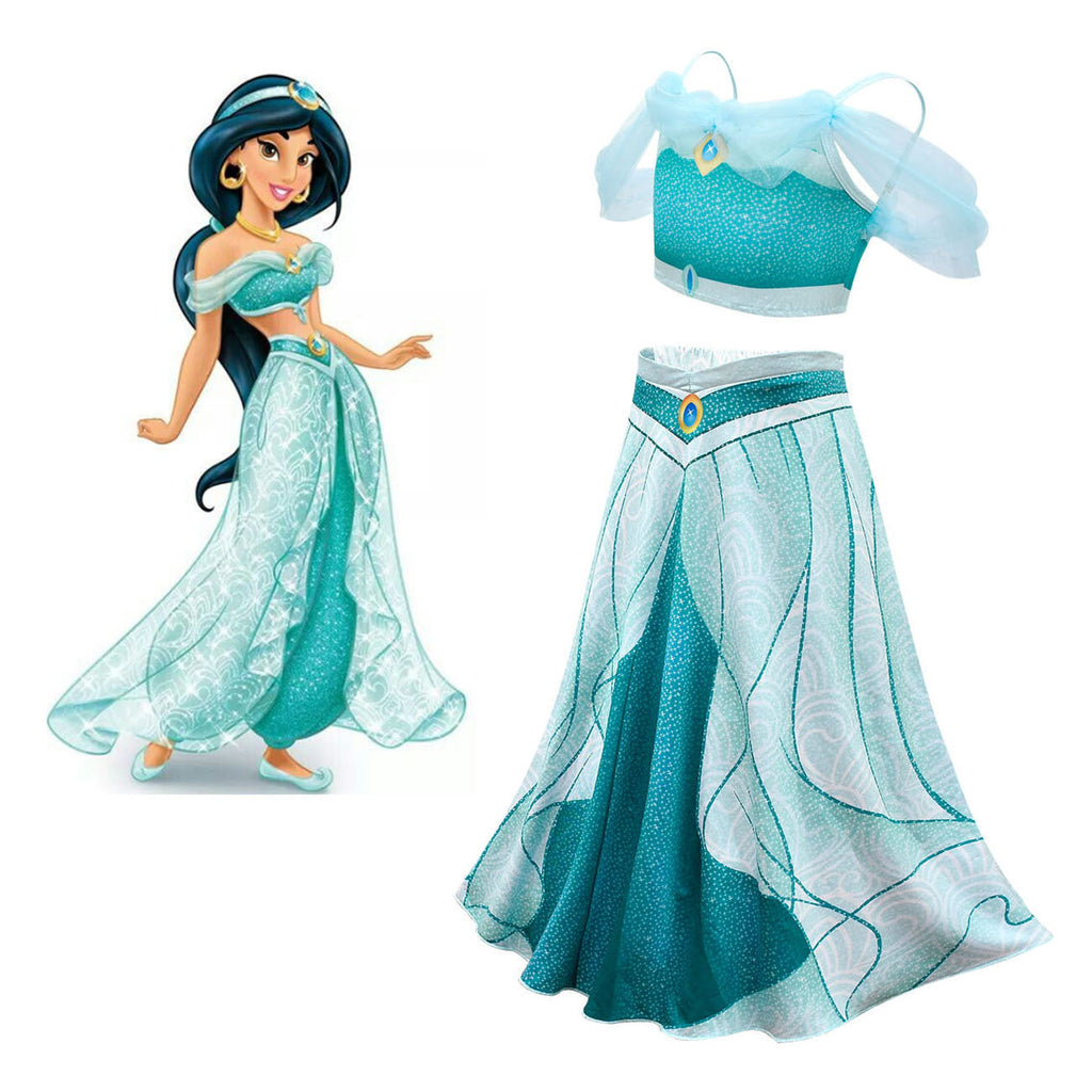 New Jasmine Costume Cosplay Princess Off Shoulder Girl Dresses