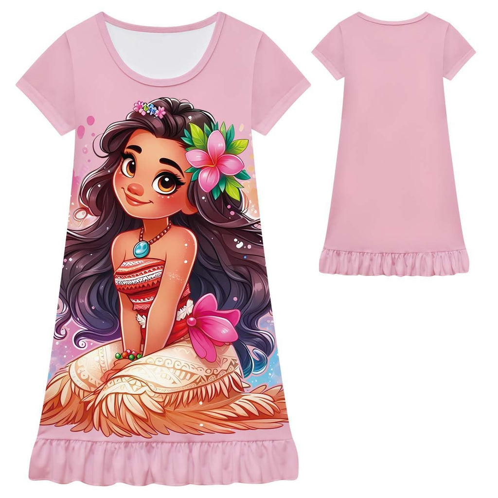 Moana 2 Nightgown Girl Dress Flowers Pajamas For Girls