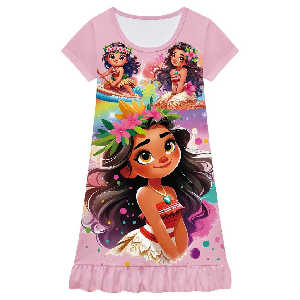 Moana 2 Nightgown Flowers Sleeping Dress Nightdress Pajamas For Girls