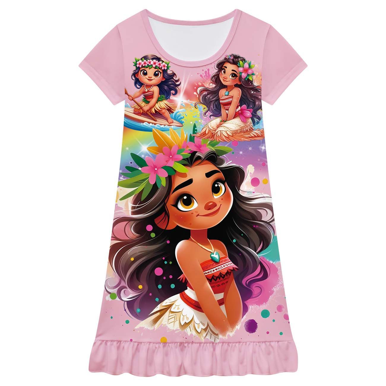 Moana 2 Nightgown Flowers Sleeping Dress Nightdress Pajamas For Girls