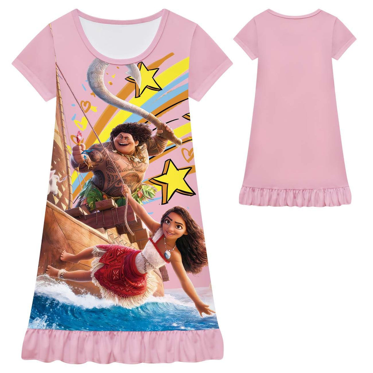 Moana 2 Maui Nightgown Flowers Dress Pajamas For Girls