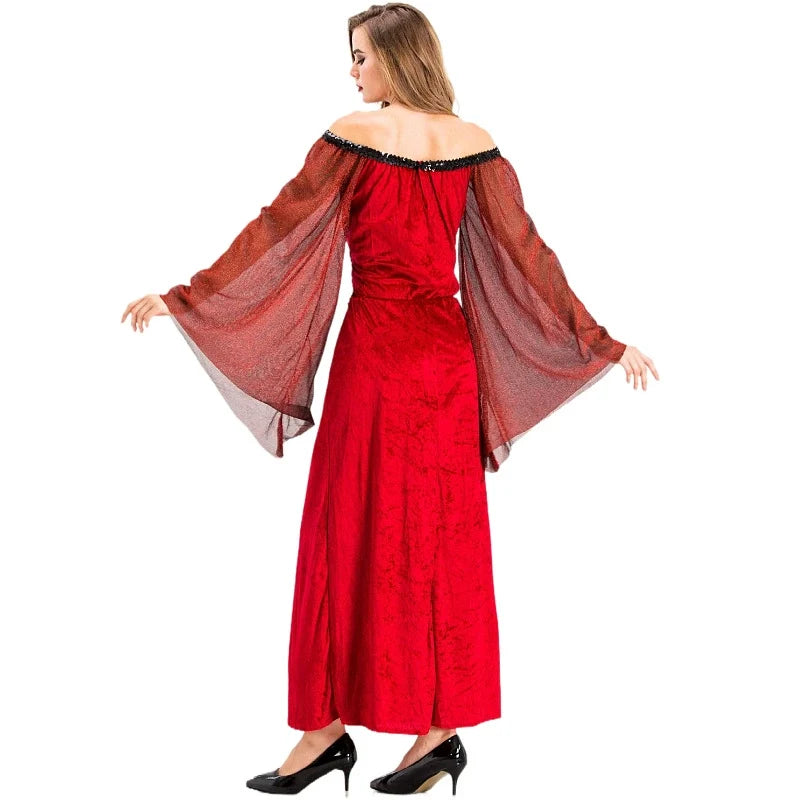 Women's Halloween Witch Medieval Costume Gothic Vampire Adult Cosplay Dress
