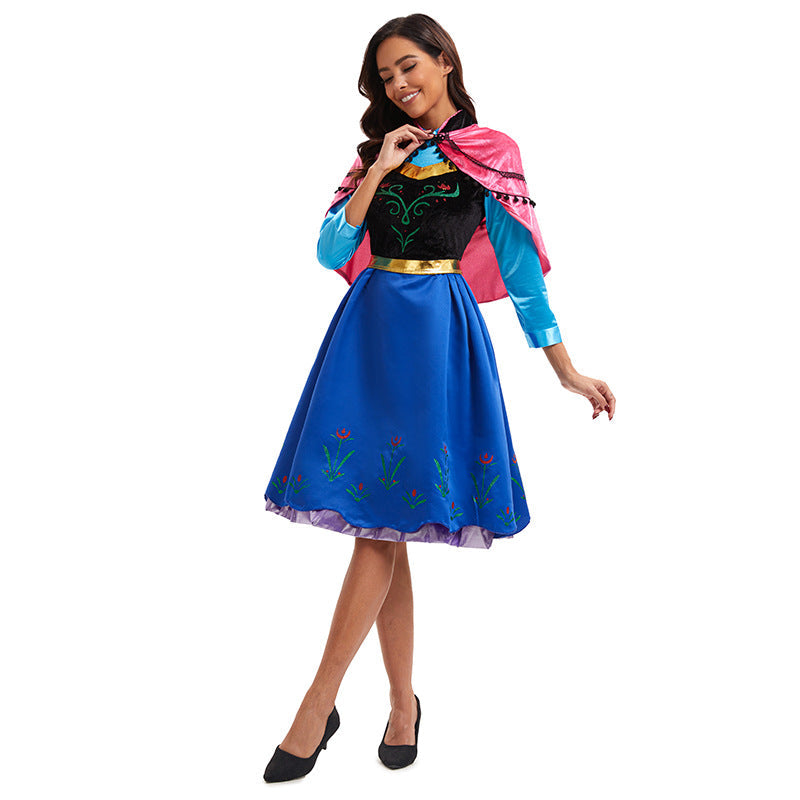 Frozen 2 Anna Costume Woman Cosplay Princess Dresses With Cape