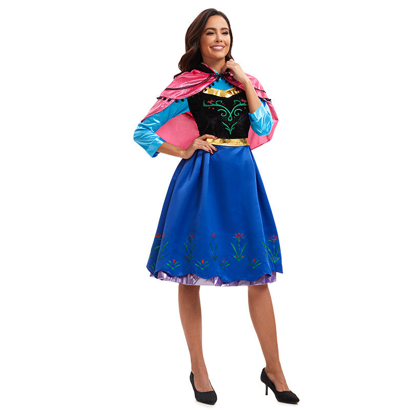 Frozen 2 Anna Costume Woman Cosplay Princess Dresses With Cape