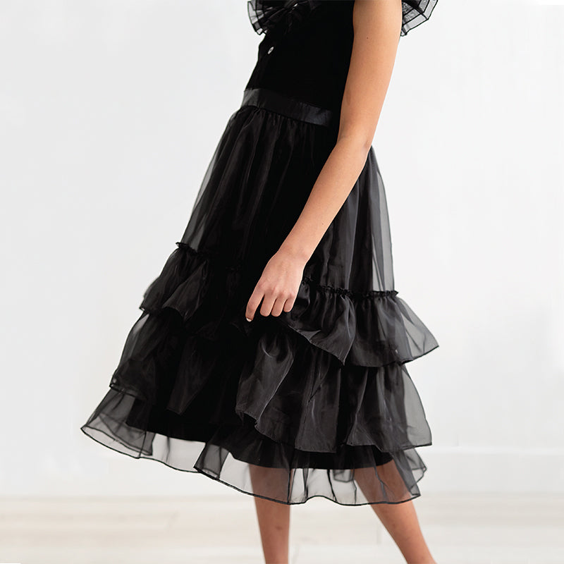 Wednesday Addams Kids Girl Outfit Costume Trendy Gothic Rave'n Dance Dress