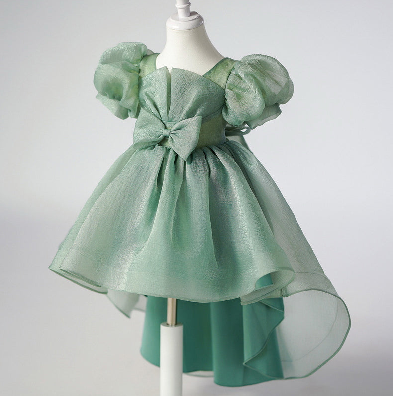 Flower Girl Dress Puff Wedding Dress Bow Sequins Princess Dress Birthday Costume Party Holiday