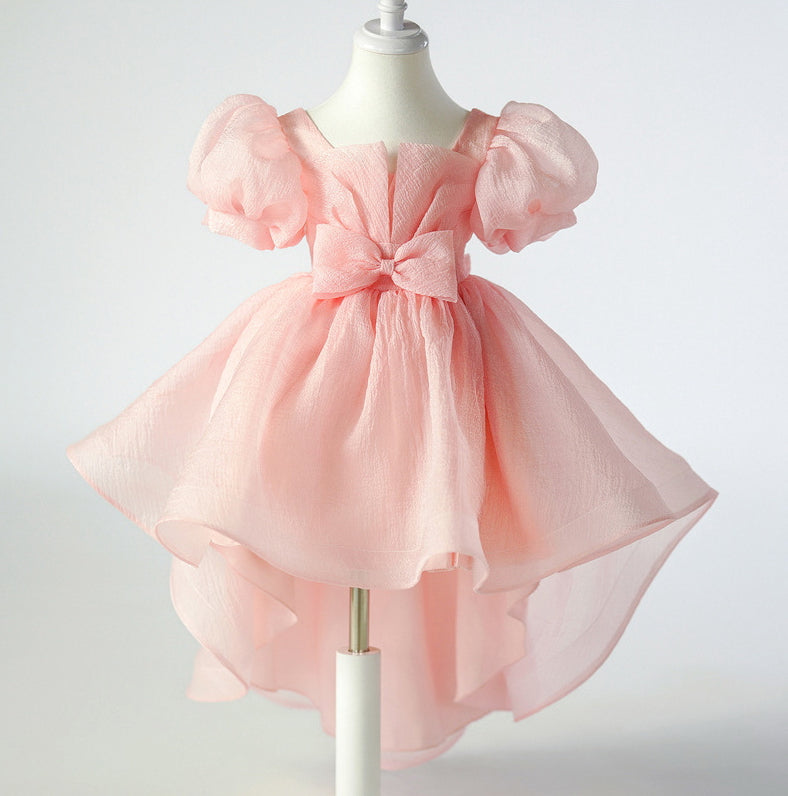 Flower Girl Dress Puff Wedding Dress Bow Sequins Princess Dress Birthday Costume Party Holiday