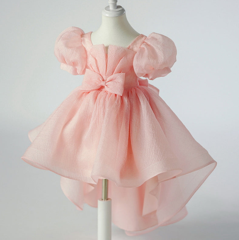 Flower Girl Dress Puff Wedding Dress Bow Sequins Princess Dress Birthday Costume Party Holiday