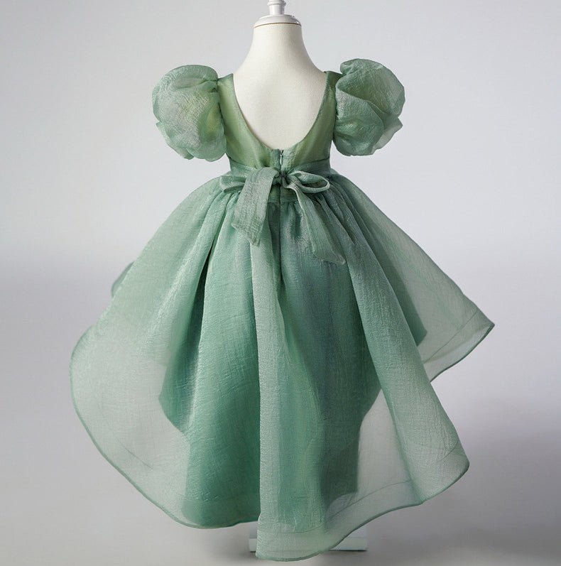 Flower Girl Dress Puff Wedding Dress Bow Sequins Princess Dress Birthday Costume Party Holiday