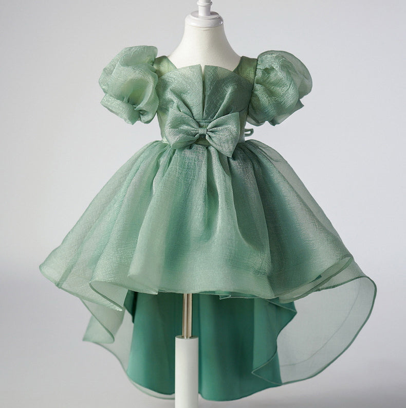 Flower Girl Dress Puff Wedding Dress Bow Sequins Princess Dress Birthday Costume Party Holiday