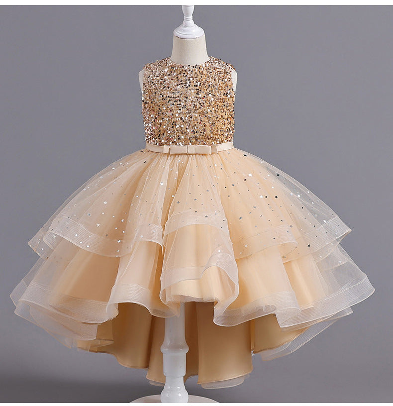 Wedding Dress Lace Sequin Flower Girl Dress Sequins Princess Dress Birthday Costume Party Holiday