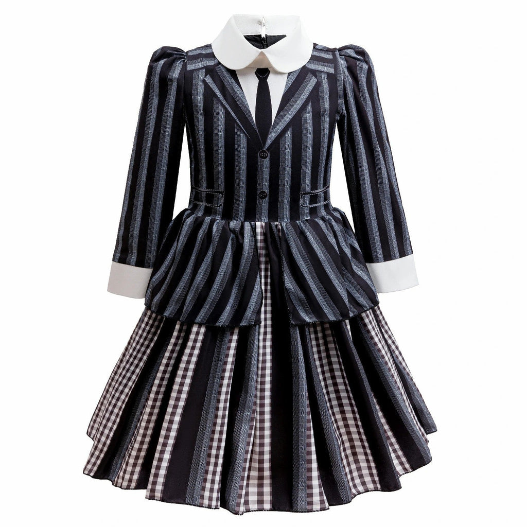 Addams Family Wednesday Academy Uniform costume Dress for Girls