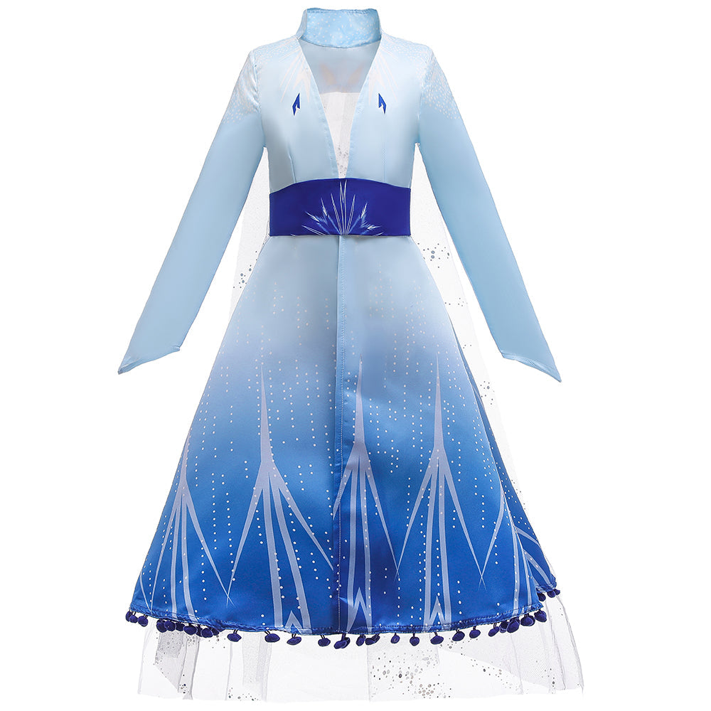 Frozen 2 Kids Girl Elsa Costume Coat Cloak Outfit For Party Holiday