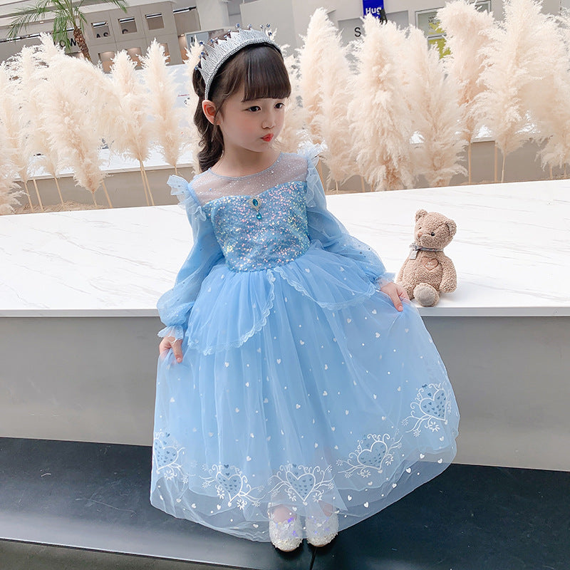 Frozen Princess Elsa Dress Girl Costume Dresses Cape For Cosplay Holiday