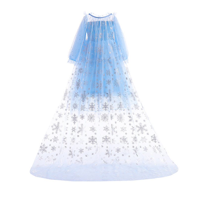Frozen Princess Elsa Dress Girl Costume Dresses Cape For Cosplay Holiday