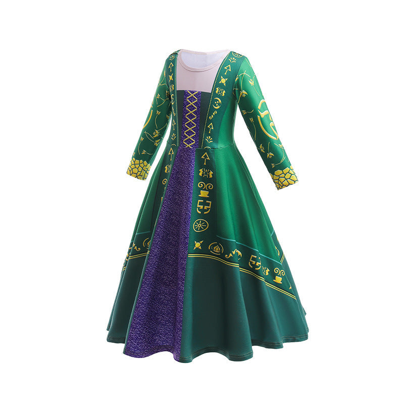 Hocus Pocus 2 Girls Dress Witch Costume Cosplay Party Holiday Halloween