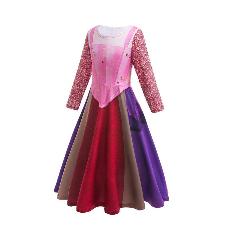 Hocus Pocus 2  Halloween Girls Dress Witch Costume Cosplay Party Holiday