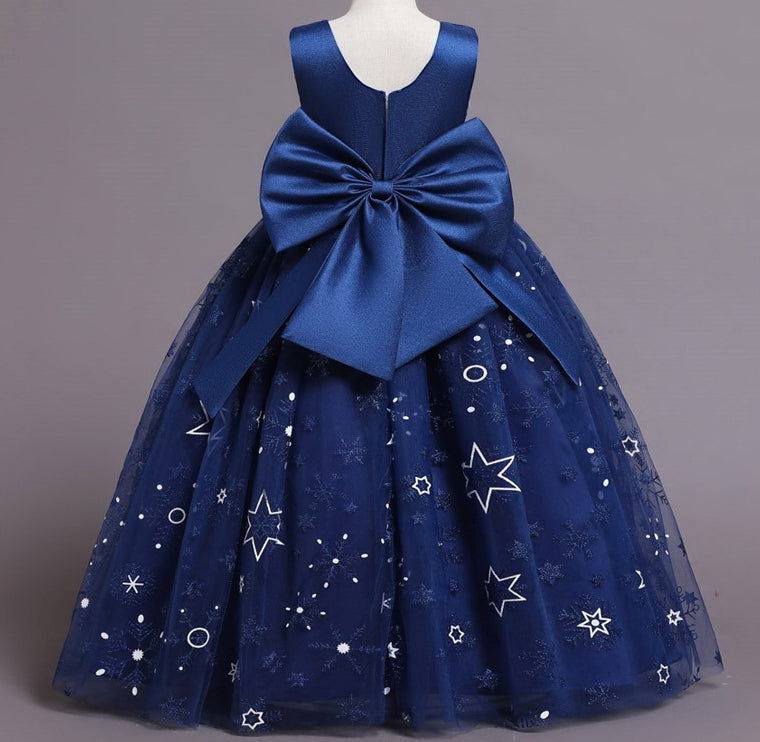 Wedding Dress Pearl Flower Girl Dress Bow Princess Dress Birthday Holiday Ball Gown
