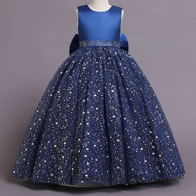 Flower Girl Dress Bow Wedding Dress Sequin Princess Dress Birthday Costume Party Holiday