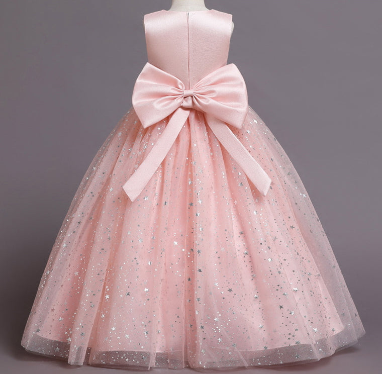 Flower Girl Dress Bow Wedding Dress Sequin Princess Dress Birthday Costume Party Holiday